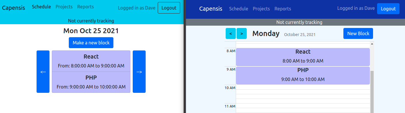 Comparison of the older version of Capensis with the newer version of Capensis.